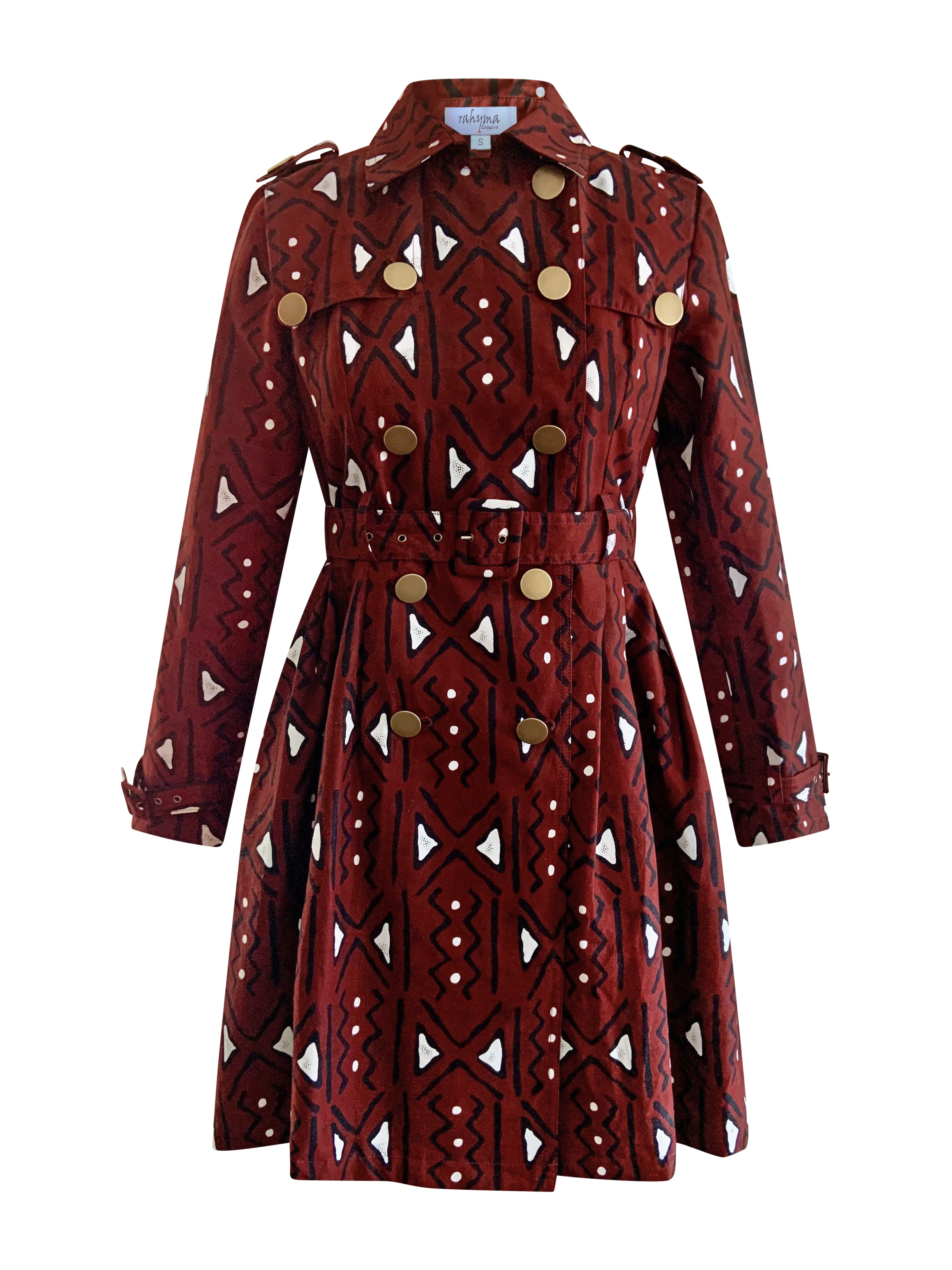 TRIBAL PRINT TRENCH COAT DRESS - Rahyma