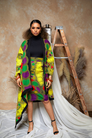 YELLOW SUN- AFRICAN COTTON PRINT DRESS SALE