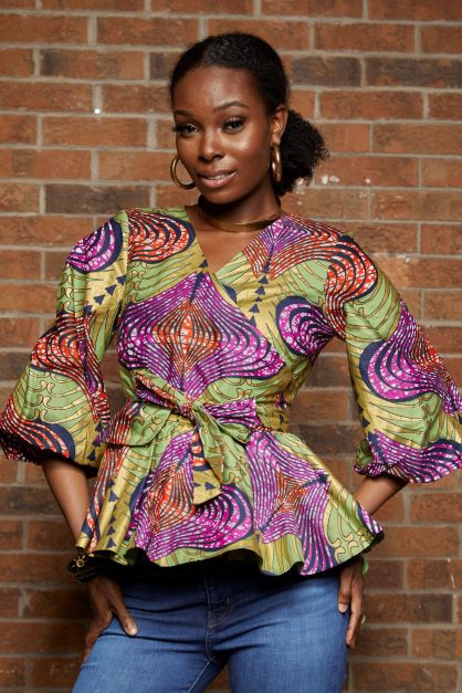 GOLD MIX WRAP BLOUSE - Rahyma