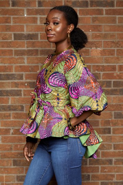 GOLD MIX WRAP BLOUSE - Rahyma