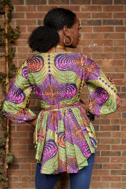 GOLD MIX WRAP BLOUSE - Rahyma