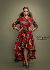 Burgundy Koko high-Low wrap dress Jacket - Rahyma