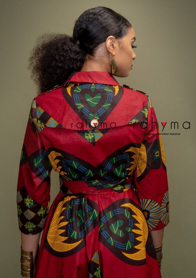 Burgundy Koko high-Low wrap dress Jacket - Rahyma