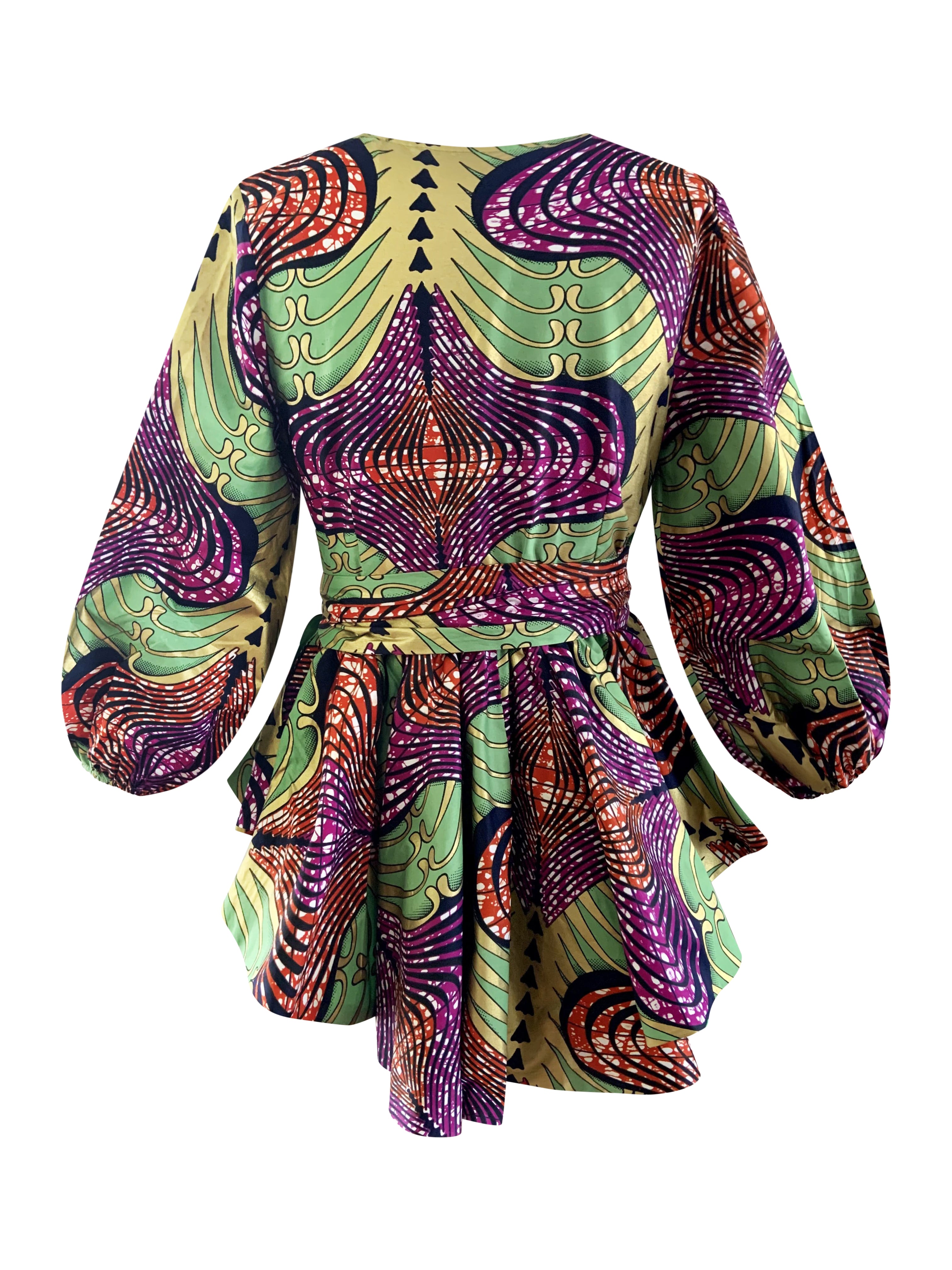 GOLD MIX WRAP BLOUSE - Rahyma