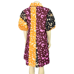 Sunset Safari Ankara Color-block Shirt Dress