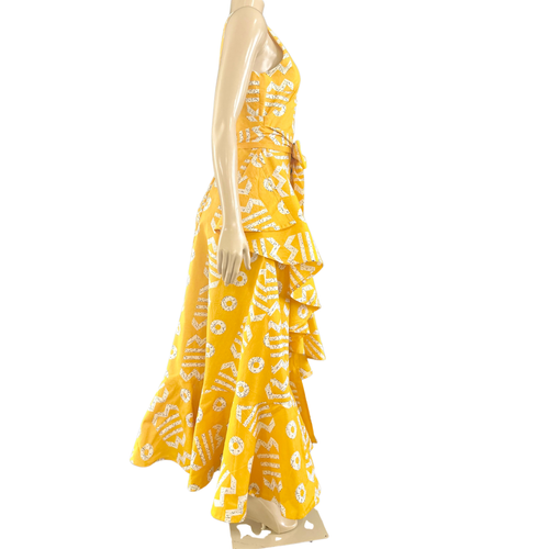 YELLOW BAILY AFRICAN PRINT WRAP DRESS