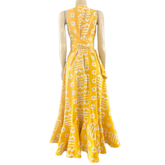 YELLOW BAILY AFRICAN PRINT WRAP DRESS