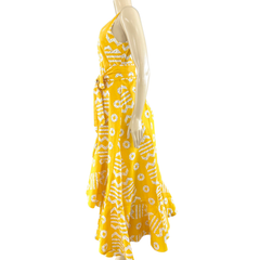 YELLOW BAILY AFRICAN PRINT WRAP DRESS