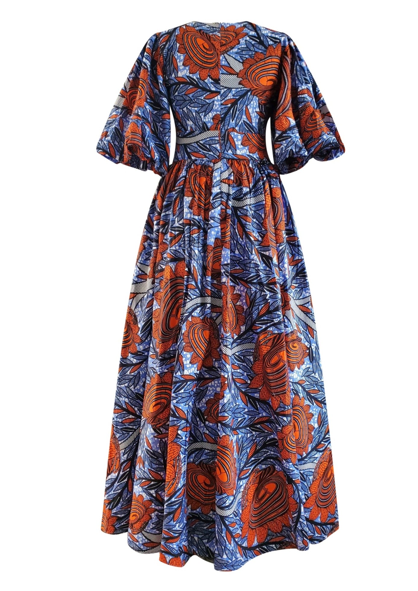 BLUE SUN- AFRICAN COTTON PRINT DRESS XXXL BLUE SUN- AFRICAN COTTON PRINT DRESS XXXL