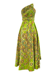 GREEN INFINITY AFRICAN PRINT HIGH-LOW DRESS