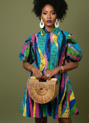 CIRCLE MIXED PRINT MAXI DRESS