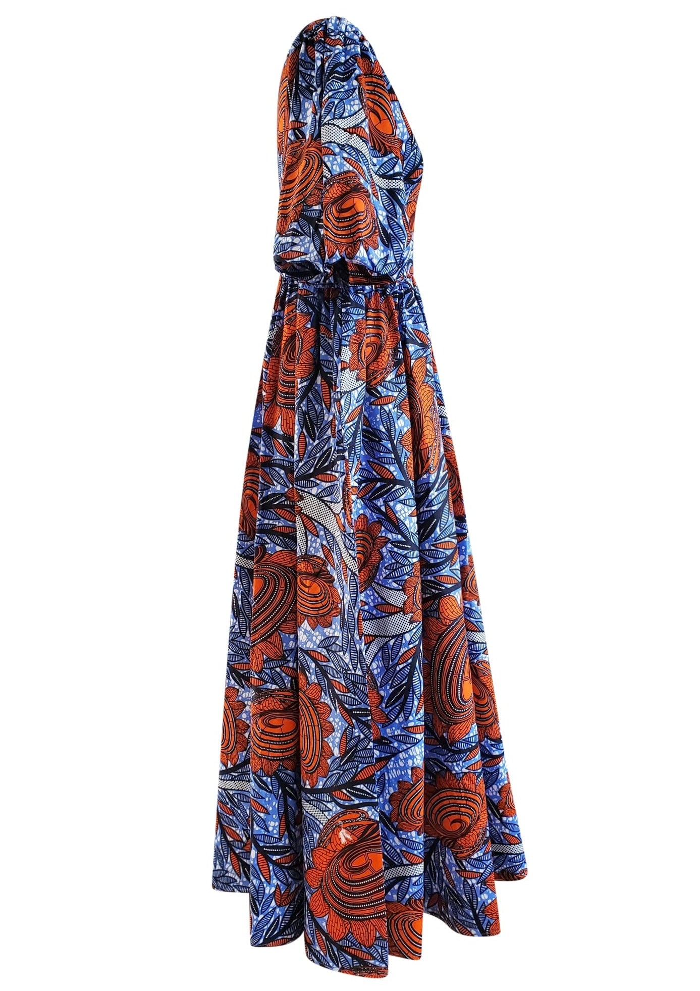 BLUE SUN- AFRICAN COTTON PRINT DRESS XXXL BLUE SUN- AFRICAN COTTON PRINT DRESS XXXL