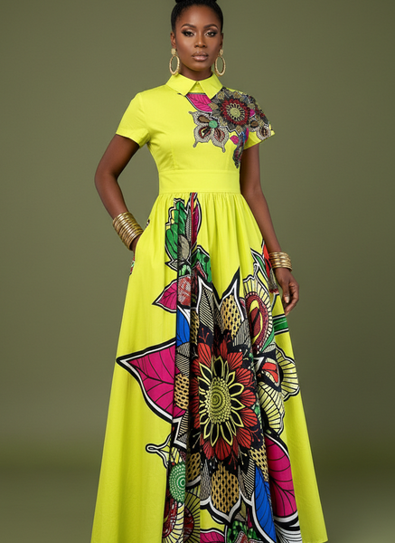 LEMON VINTAGE MAXI DRESS- FLORAL ORGANIC COTTON PRINT