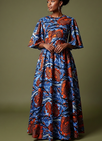 BLUE SUN- AFRICAN COTTON PRINT DRESS XXXL BLUE SUN- AFRICAN COTTON PRINT DRESS XXXL