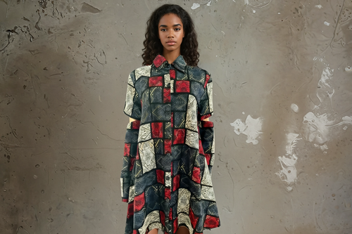 Mosaic Ankara Shirt Dress