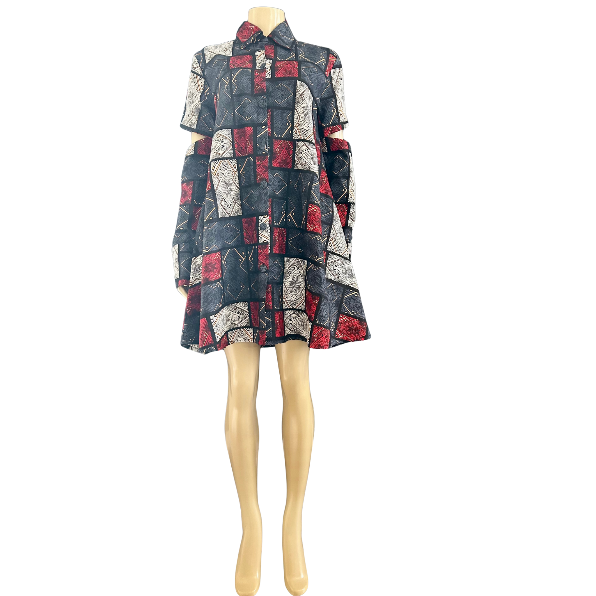 Mosaic Ankara Shirt Dress S Mosaic Ankara Shirt Dress S