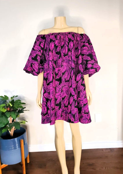 PURPLE OFF SHOULDER DRESS - Rahyma