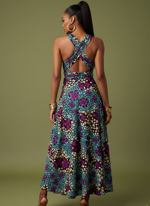 ROYALTY INFINITY AFRICAN PRINT HIGH-LOW DRESS