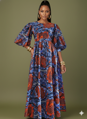 CIRCLE MIXED PRINT MAXI DRESS